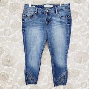 Torrid Skinny Paisley Cut out Crop Jeans Women's 12